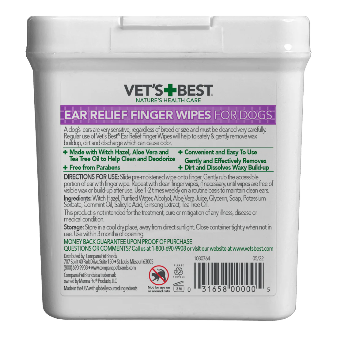 Vet's Best Ear Relief Finger Wipes - 50 Wipes