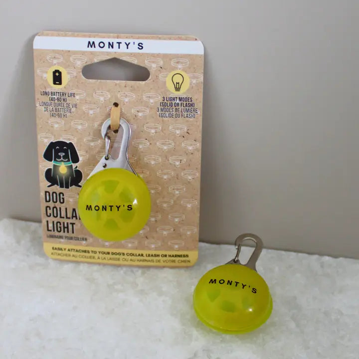 Monty's Battery Powered Flashing Dog Collar/Harness Light - Yellow