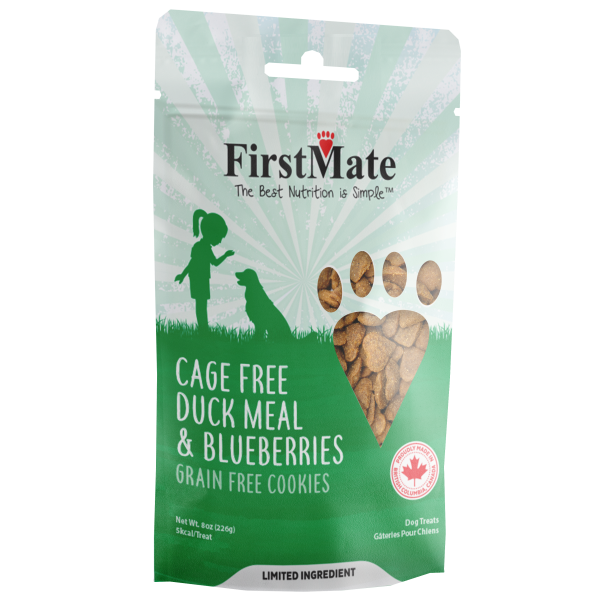 FirstMate Dog Treats GF Cookies Duck & Blueberries 8oz