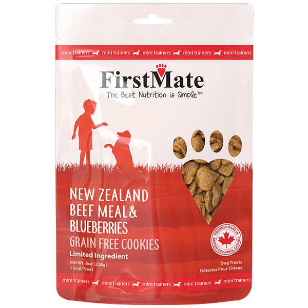FirstMate Dog Treats GF Cookies Mini Beef & Blueberries 8oz