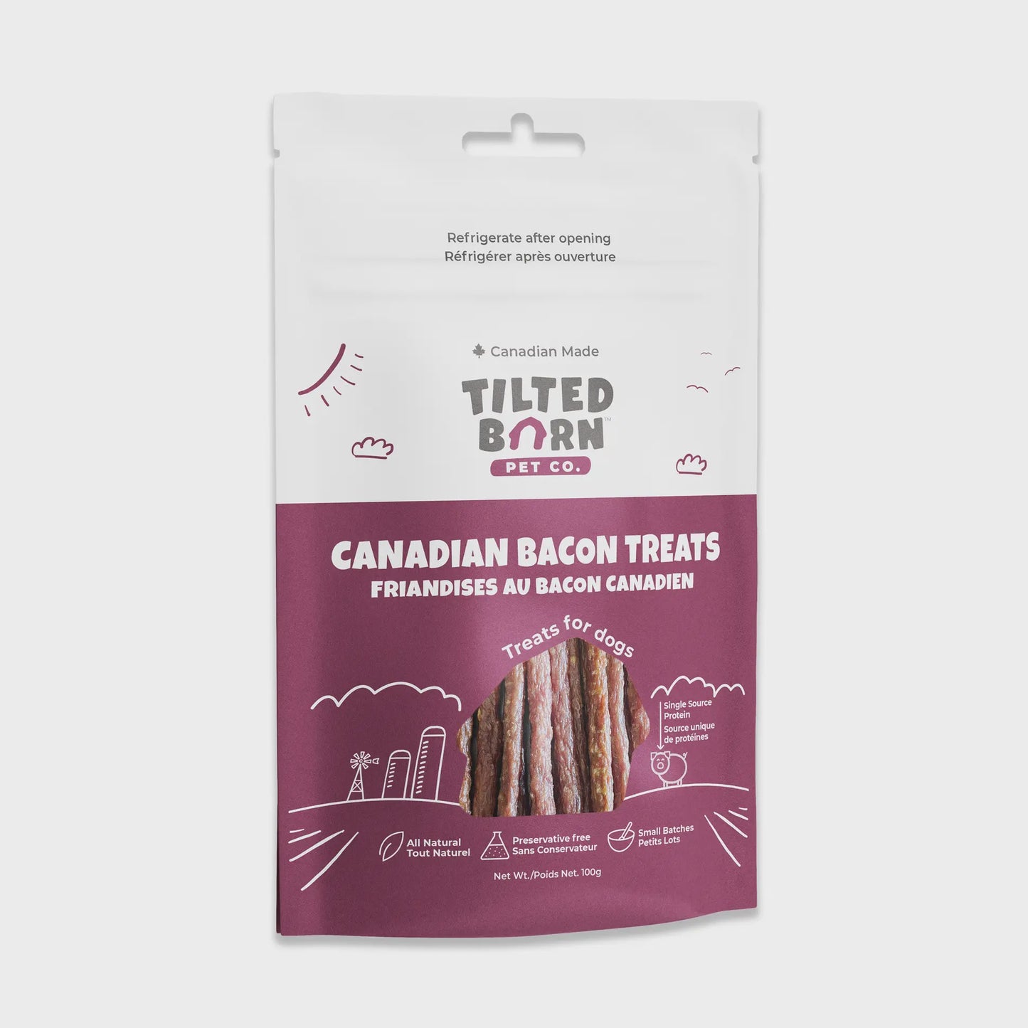 Tilted Barn Pet Co. Canadian Bacon Treats For Dogs 100g