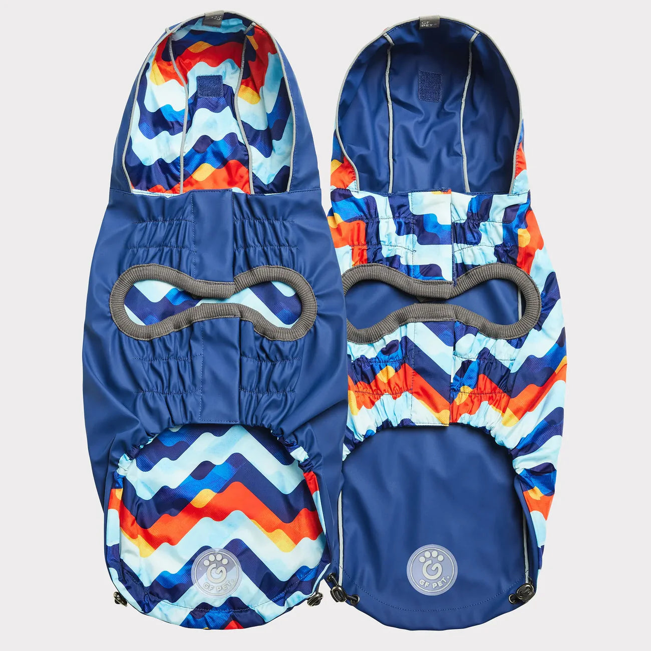 GF Pets Zoom Reversible Dog Raincoat | Navy Retro - Medium