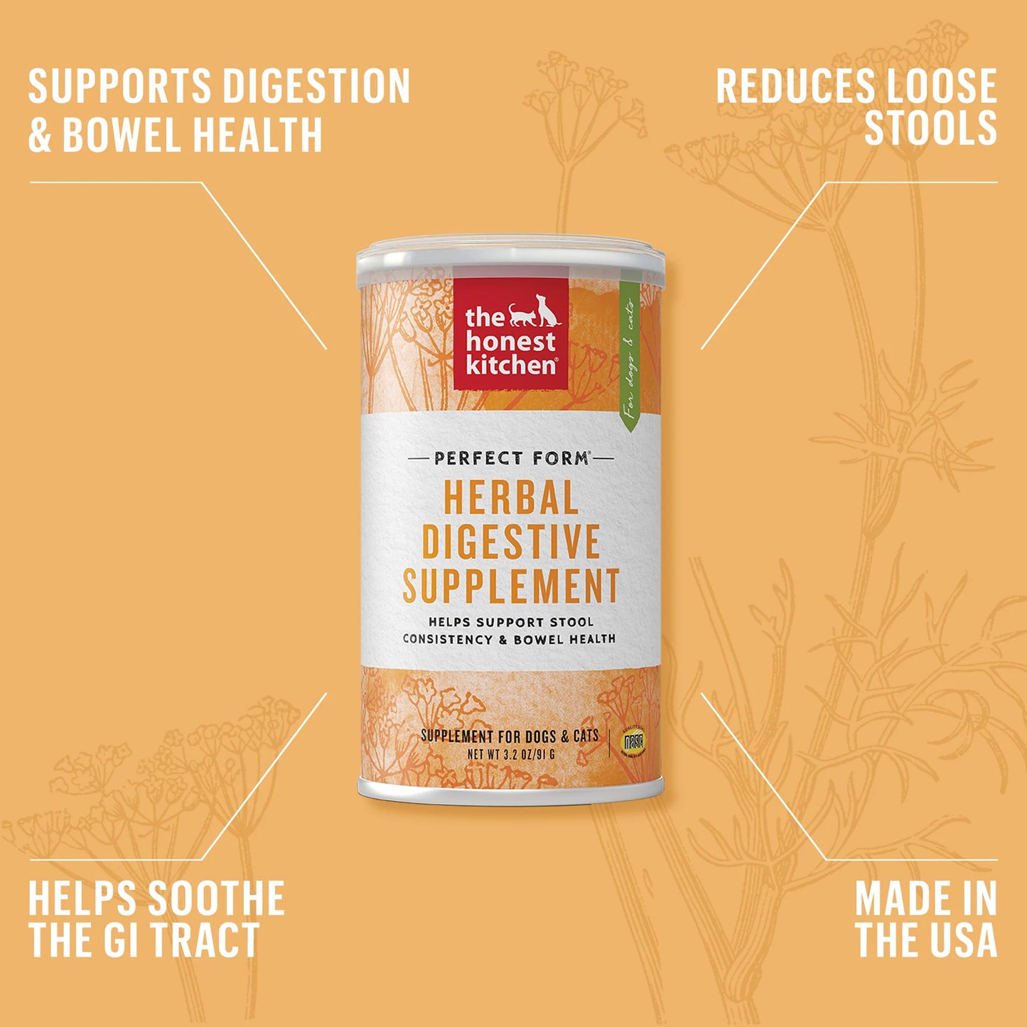 The Honest Kitchen Perfect Form Herbal Digestive Supplement 91g