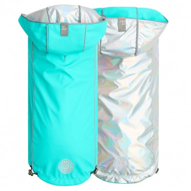 GF Pet Reversible Dog Raincoat | Neon Aqua & Iridescent - 2XL
