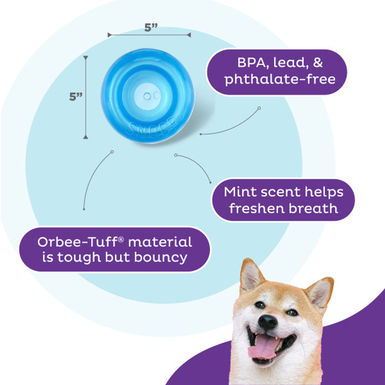Outward Hound Orbee-Tuff Snoop Interactive Treat Dispensing Dog Toy Blue Large