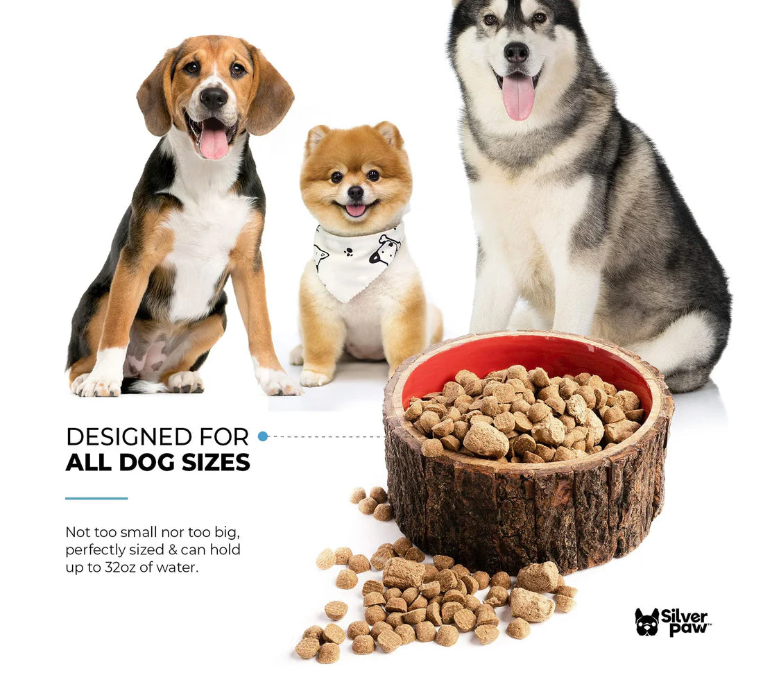 Silver Paw Farmhouse Wood Dog Bowl – BPA-Free, Non-Slip & Stylish Pet Dish 32oz