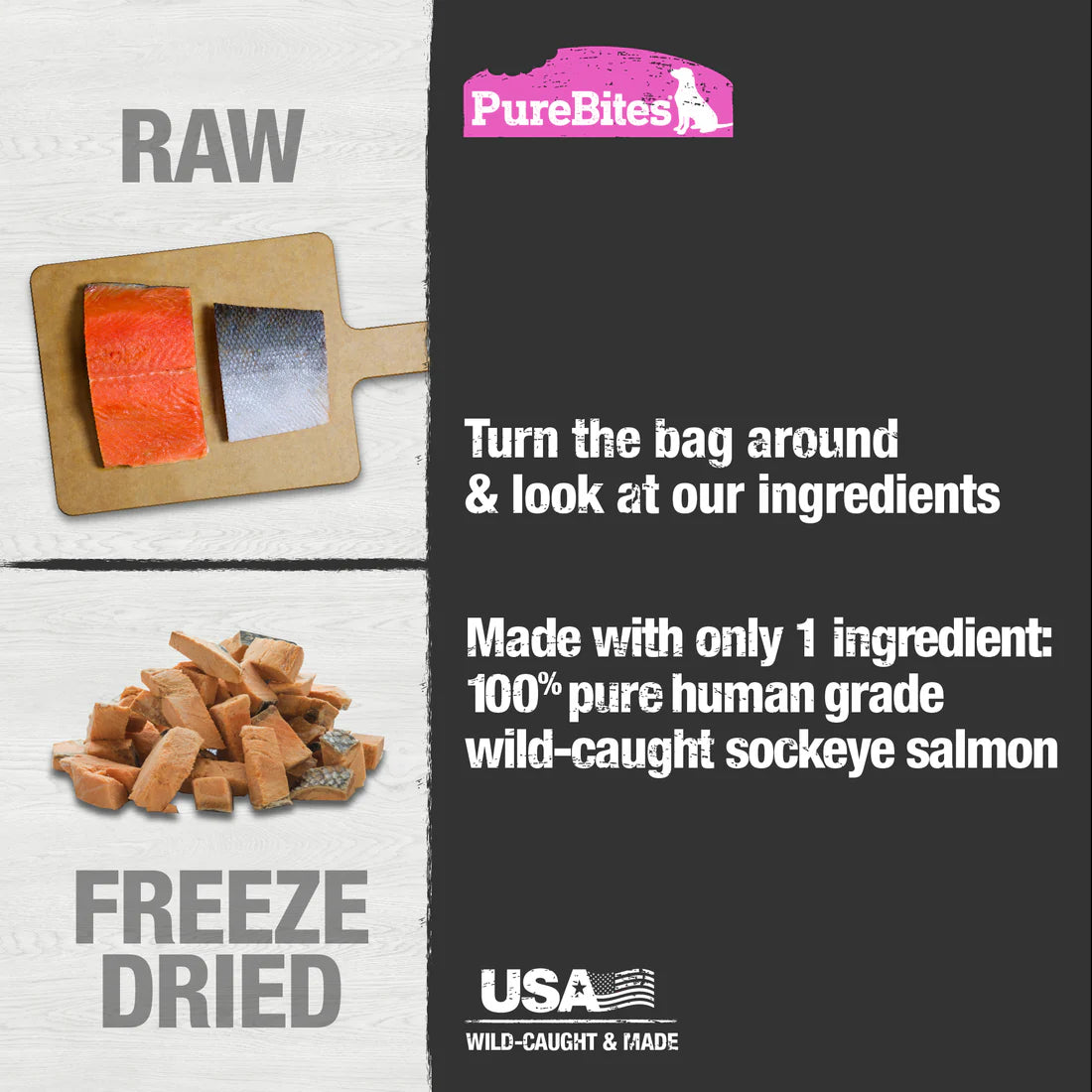 PureBites Salmon Freeze Dried Dog Treats 33g