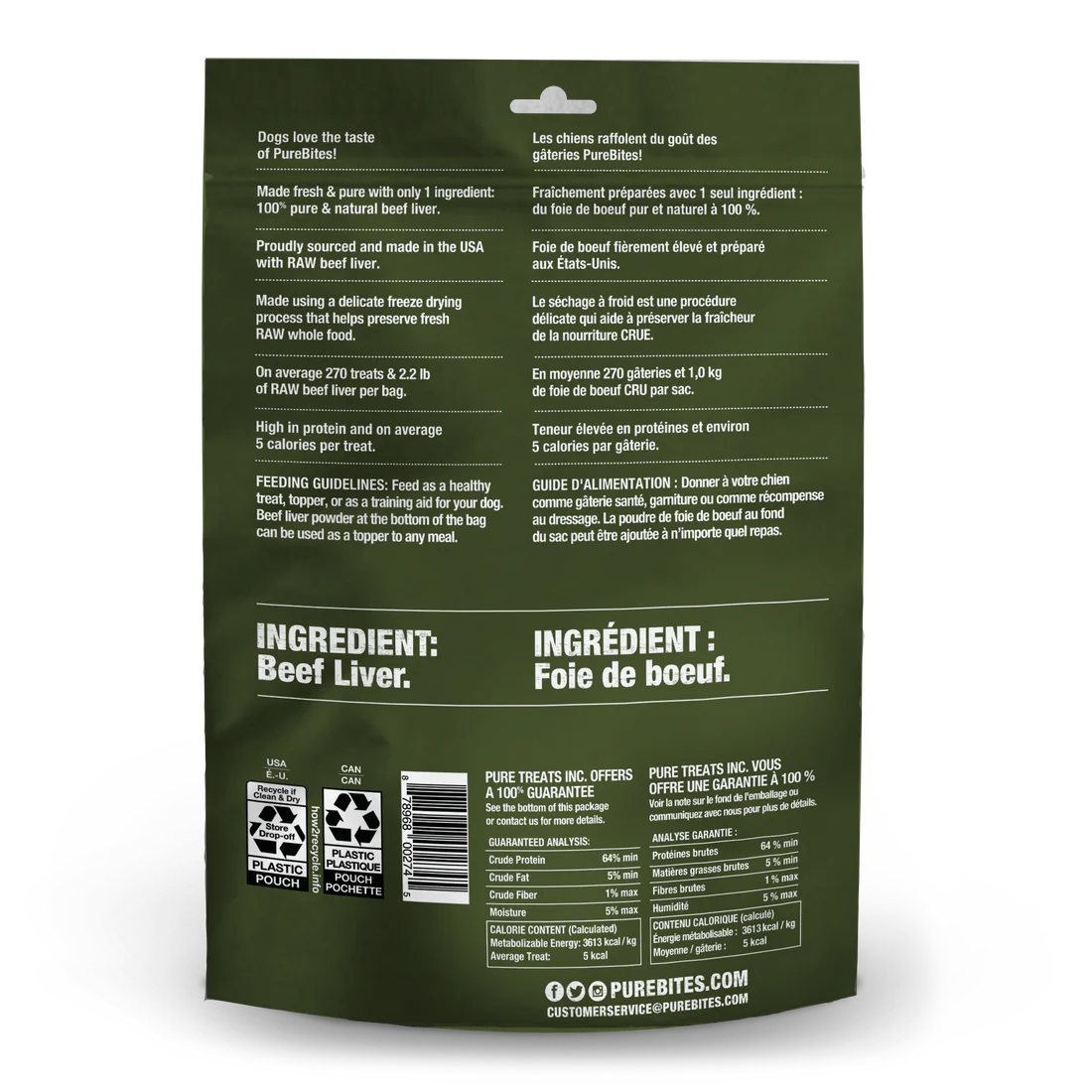 PureBites Beef Freeze Dried Dog Treats 120g