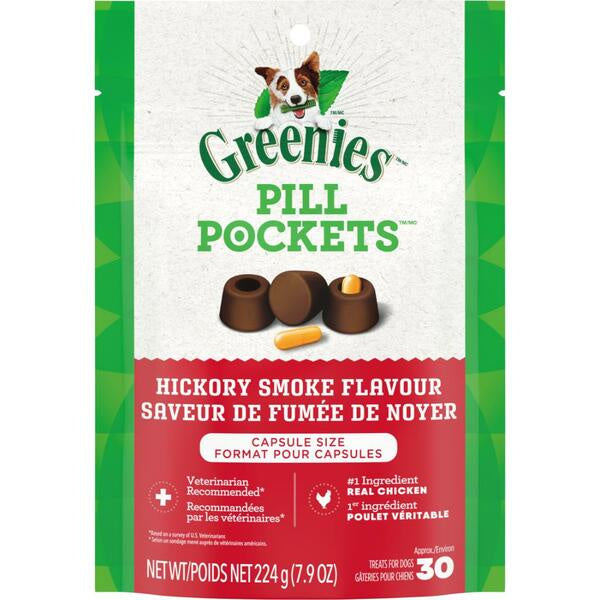 Greenies Pill Pockets Adult Dog Capsule Size Hickory Smoke Flavour 224g