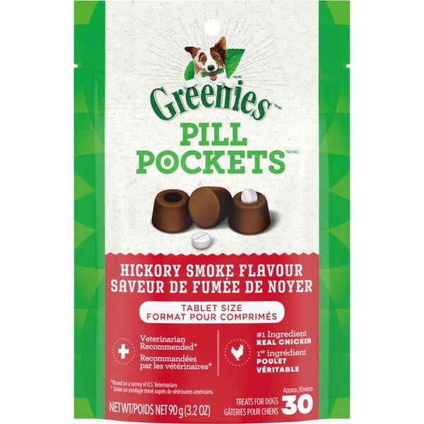 Greenies Pill Pockets Adult Dog Tablet Size Hickory Smoke Flavour 90g