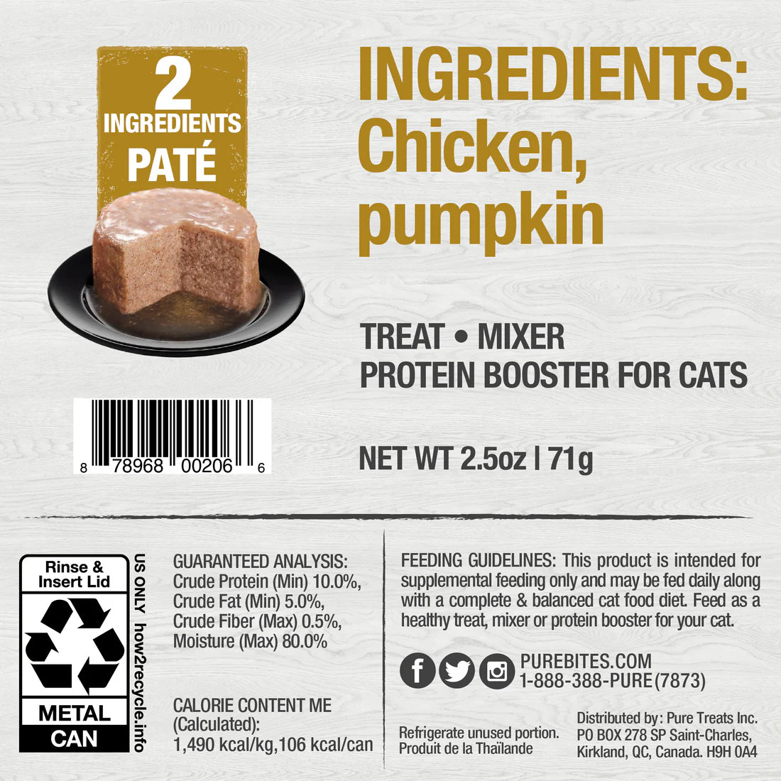 PureBites Chicken & Pumpkin Pate for Cats 71g