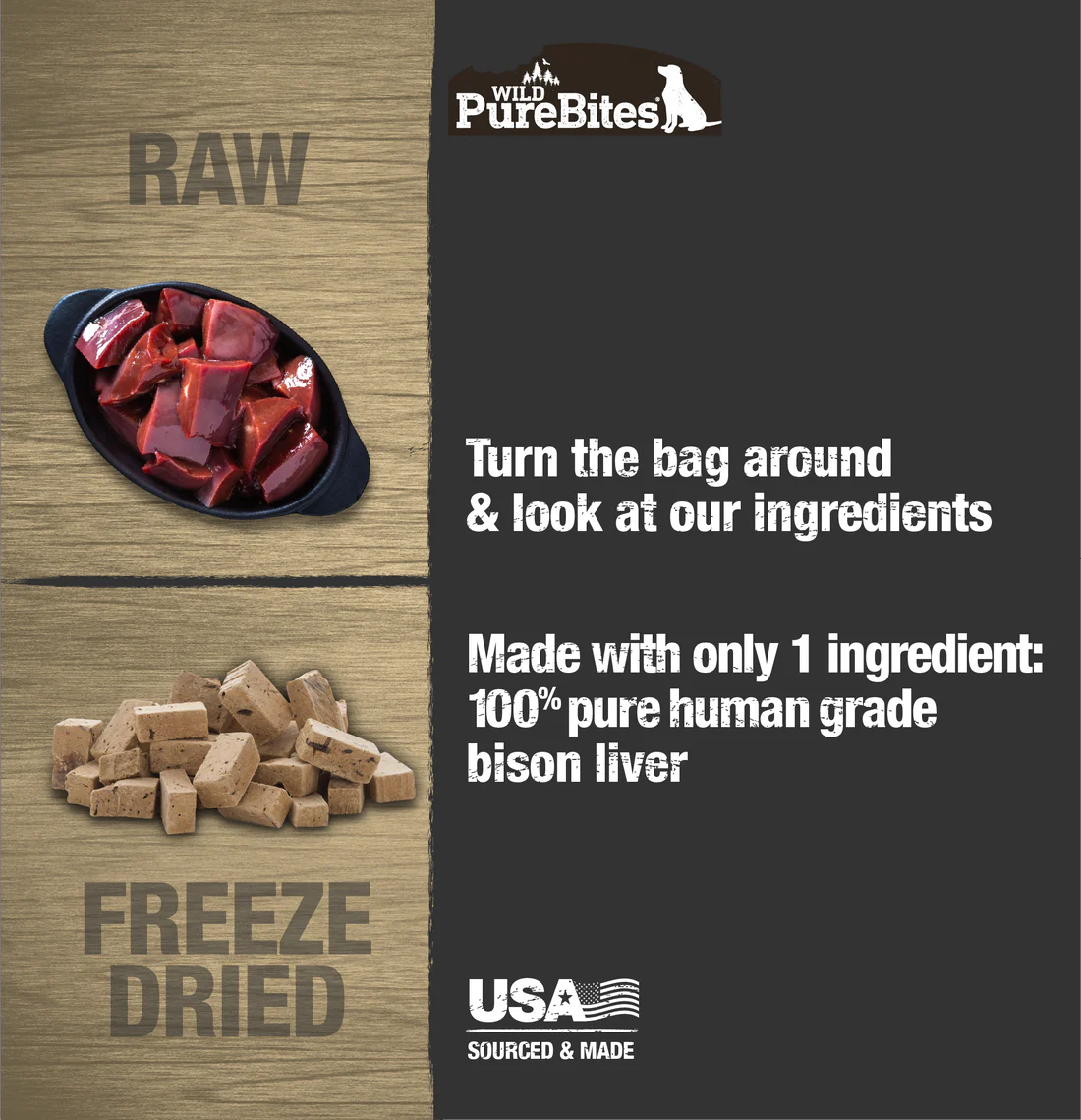 PureBites Bison Freeze Dried Dog Treats 60g