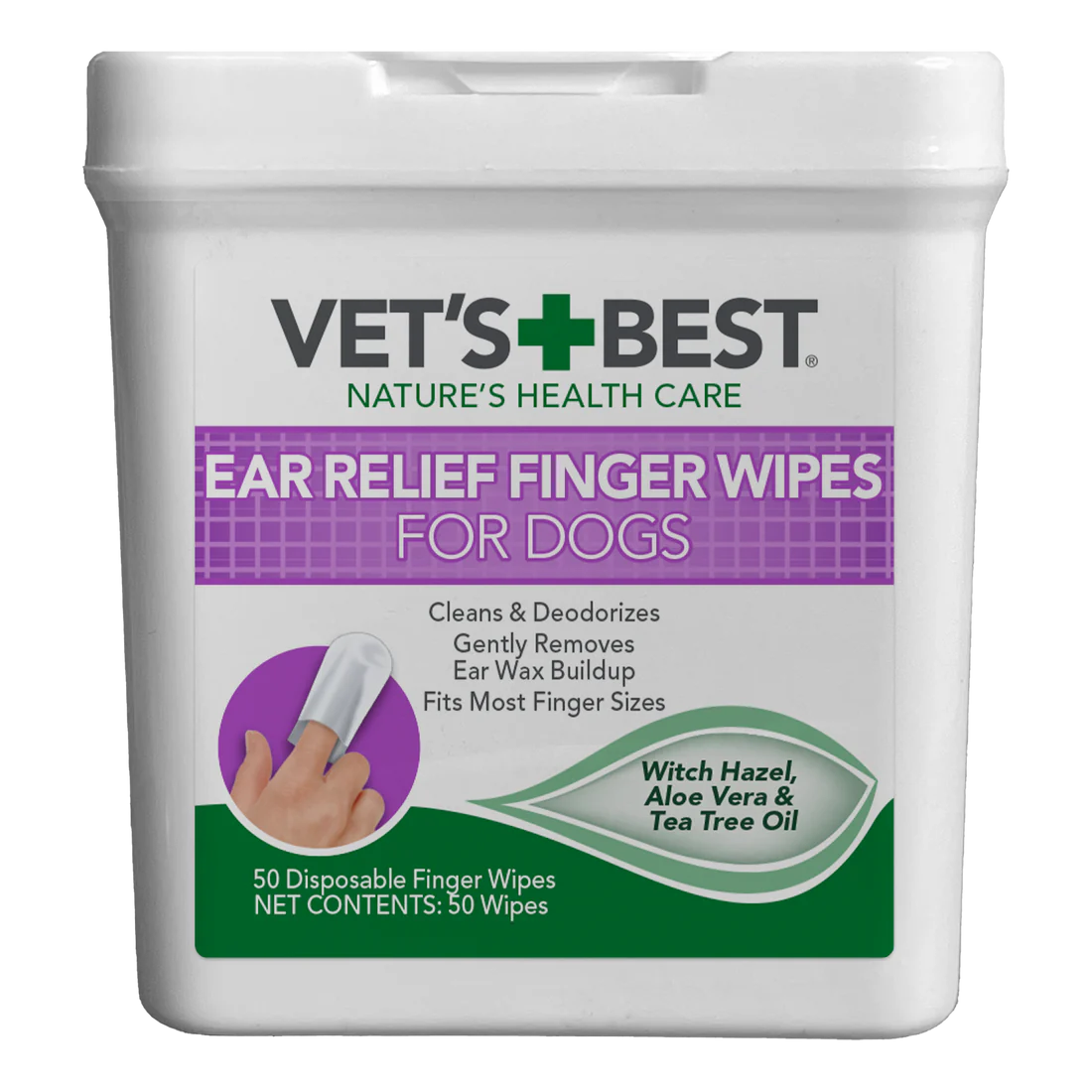 Vet's Best Ear Relief Finger Wipes - 50 Wipes