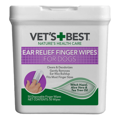 Vet's Best Ear Relief Finger Wipes - 50 Wipes