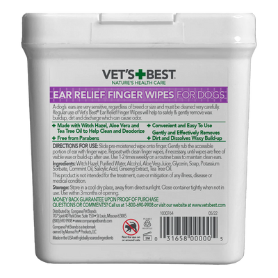 Vet's Best Ear Relief Finger Wipes - 50 Wipes