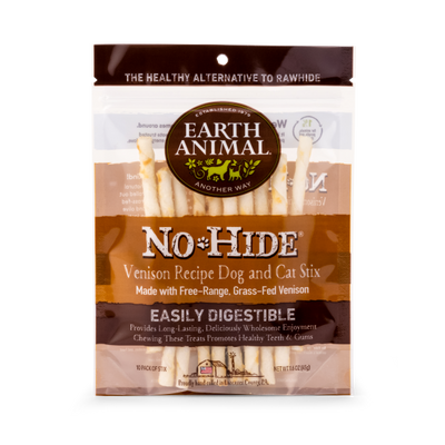 Earth Animal Dog/Cat NoHide Chew Stix Venison 10 Pack