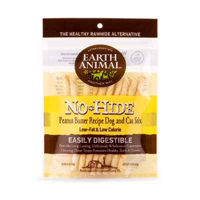 Earth Animal Dog/Cat NoHide Chew Stix Peanut Butter 10pk