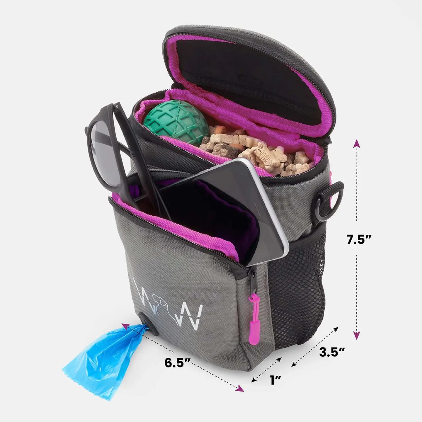 Wolf In Winter Quick Draw XL Dog Walking Bag - Raspberry