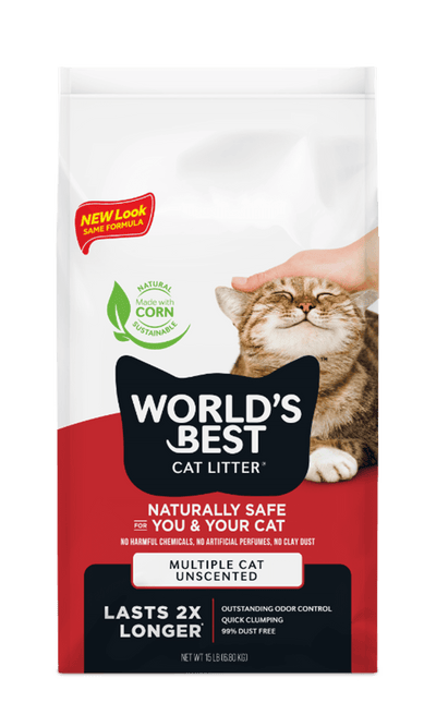 World's Best Multiple Cat Unscented Clumping Litter 14lb