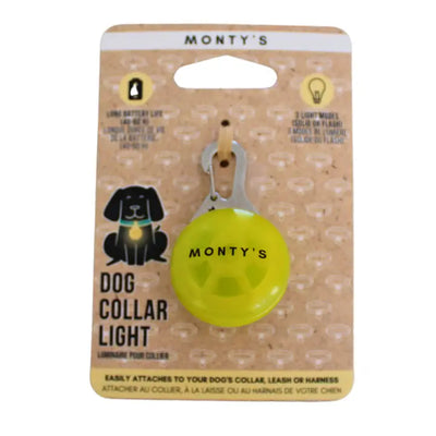 Monty's Battery Powered Flashing Dog Collar/Harness Light - Yellow