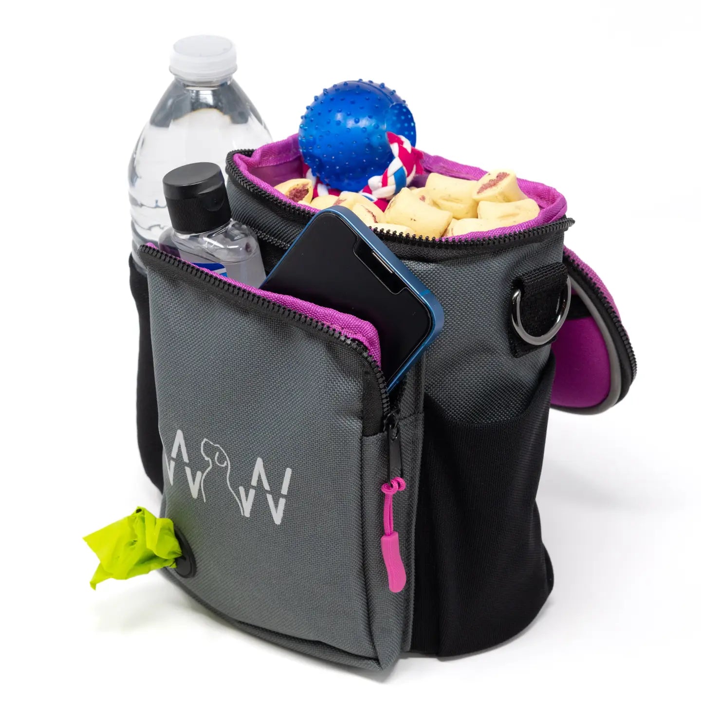 Wolf In Winter Quick Draw XL Dog Walking Bag - Raspberry