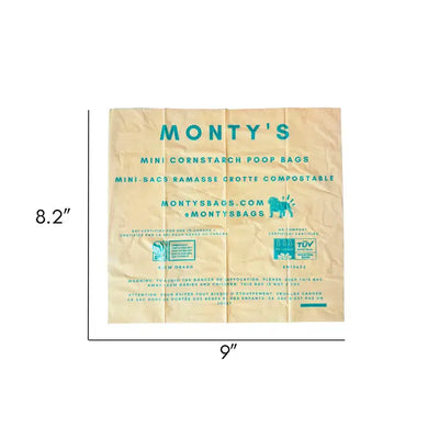 Monty's Compostable Cornstarch Mini Poop Bags 8 Rolls