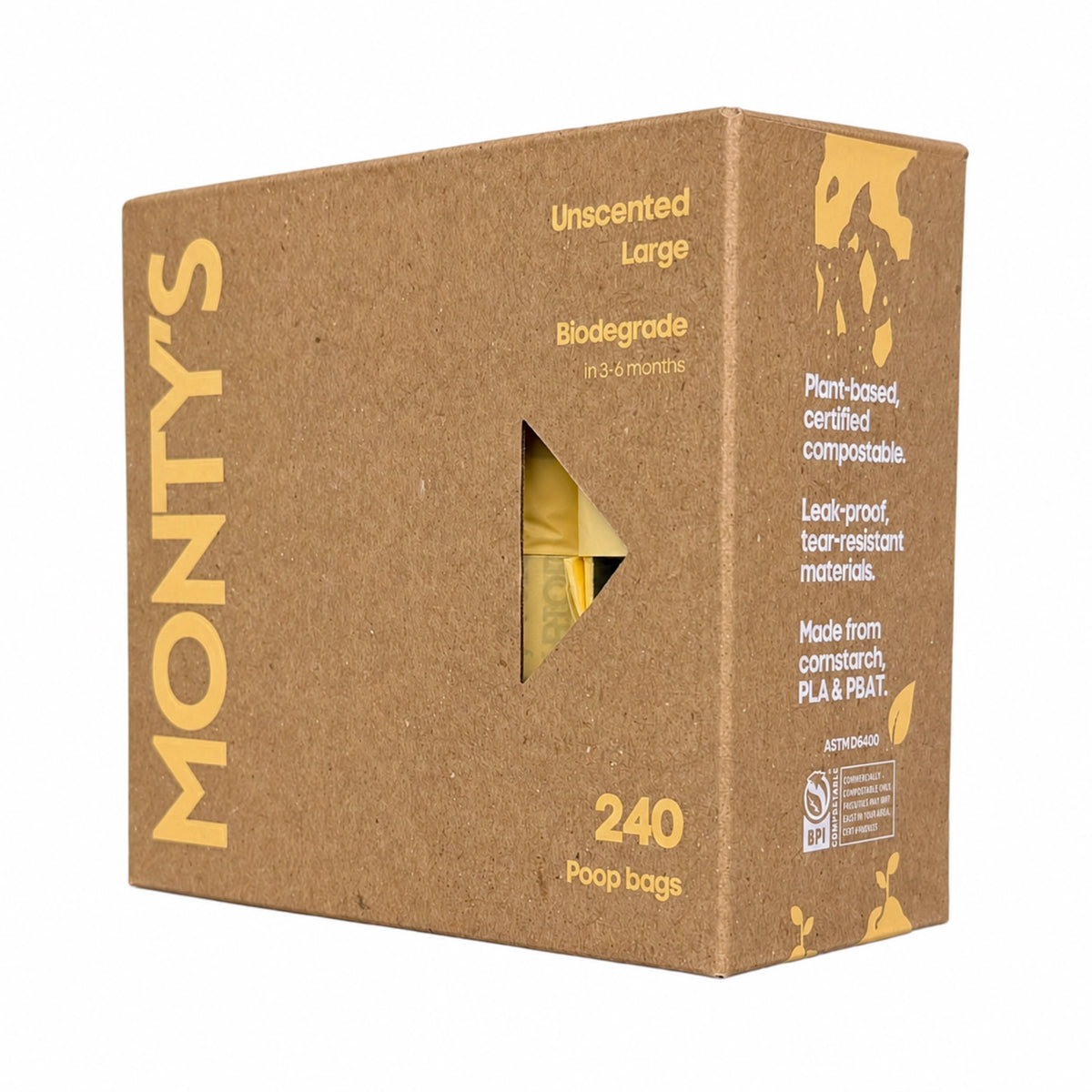 Monty's Compostable Cornstarch Poop Bags 16 Rolls