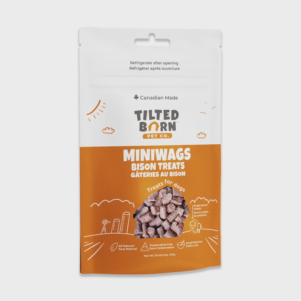 Tilted Barn Pet Co. Bison Miniwags Treats For Dogs 100g