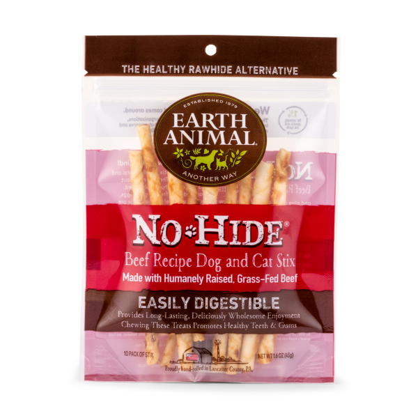 Earth Animal Dog/Cat NoHide Chew Stix Beef 10 Pack