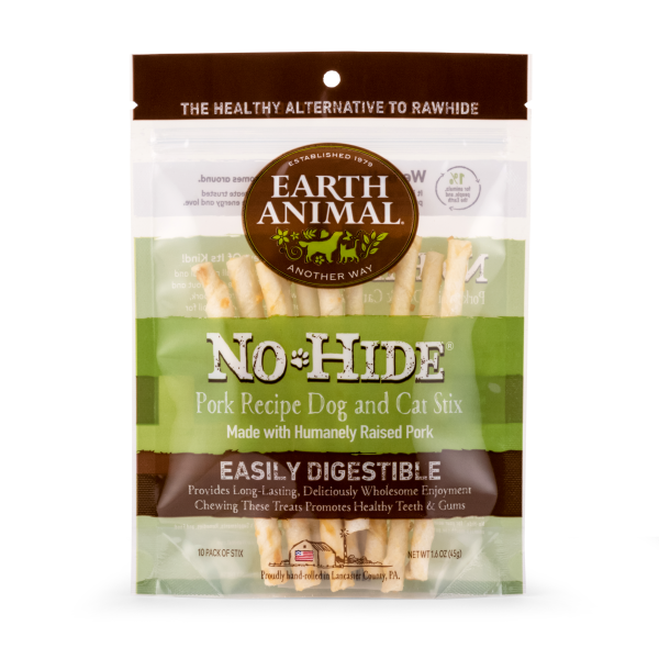 Earth Animal Dog/Cat NoHide Chew Stix Pork 10pk