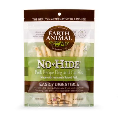Earth Animal Dog/Cat NoHide Chew Stix Pork 10pk