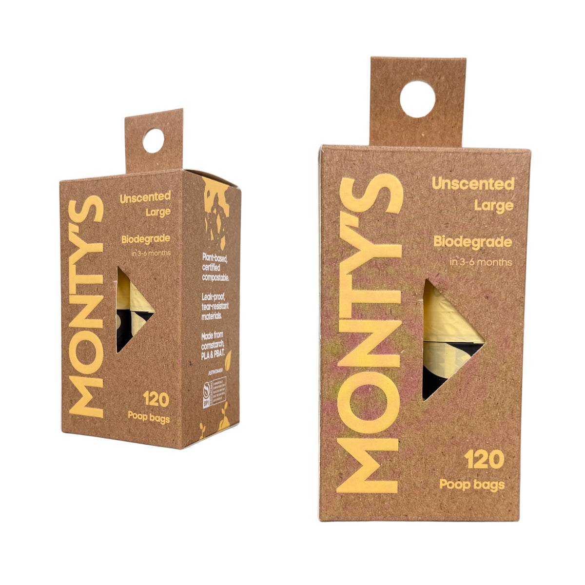 Monty's Compostable Cornstarch Poop Bags 8 Rolls