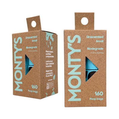 Monty's Compostable Cornstarch Mini Poop Bags 8 Rolls
