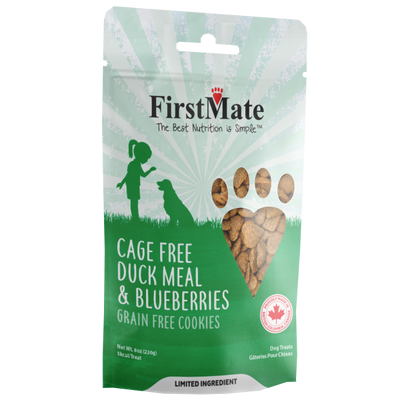 FirstMate Dog Treats GF Cookies Duck & Blueberries 8oz