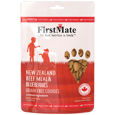 FirstMate Dog Treats GF Cookies Mini Beef & Blueberries 8oz