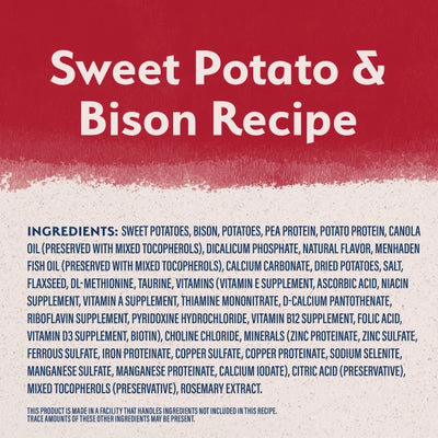 Natural Balance Grain Free Sweet Potato & Bison Recipe 22lb