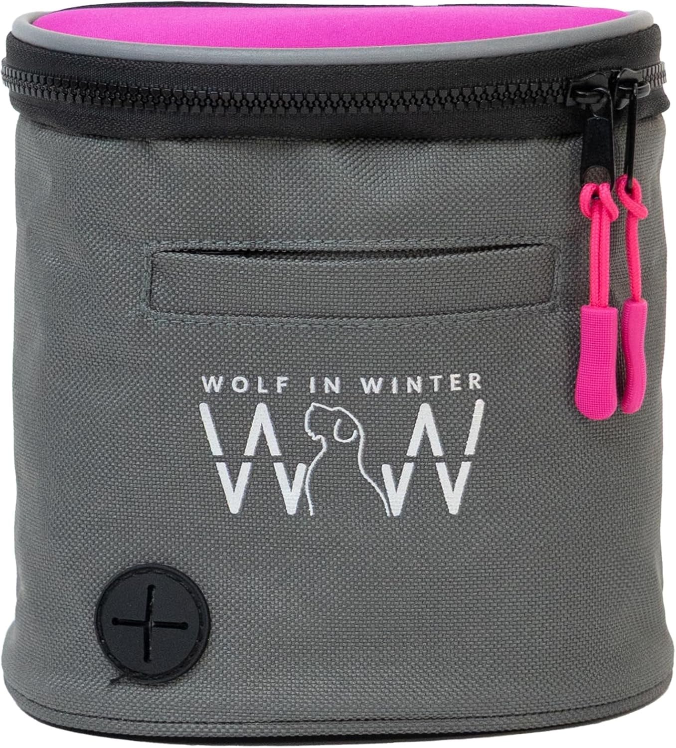 Wolf In Winter Quickdraw Dog Treat Pouch - Pink & Charcoal