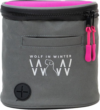 Wolf In Winter Quickdraw Dog Treat Pouch - Pink & Charcoal