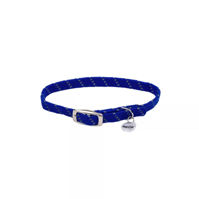 Coastal ElastaCat Reflective Safety Stretch Collar with Reflective Charm - Blue