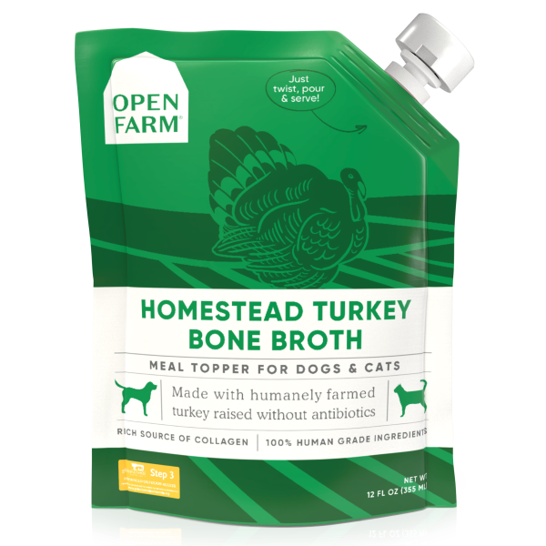 Open Farm Dog/Cat Bone Broth Topper - Homestead Turkey 12oz