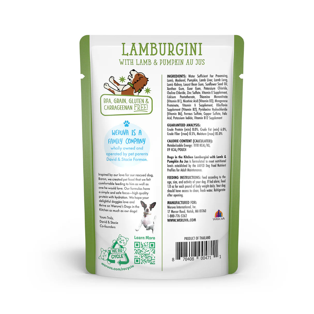 Weruva Dogs in the Kitchen  Lamburgini Lamb & Pumpkin Au Jus 80g