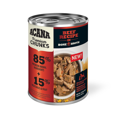 Acana Premium Chunks Beef Recipe Bone Broth 363g
