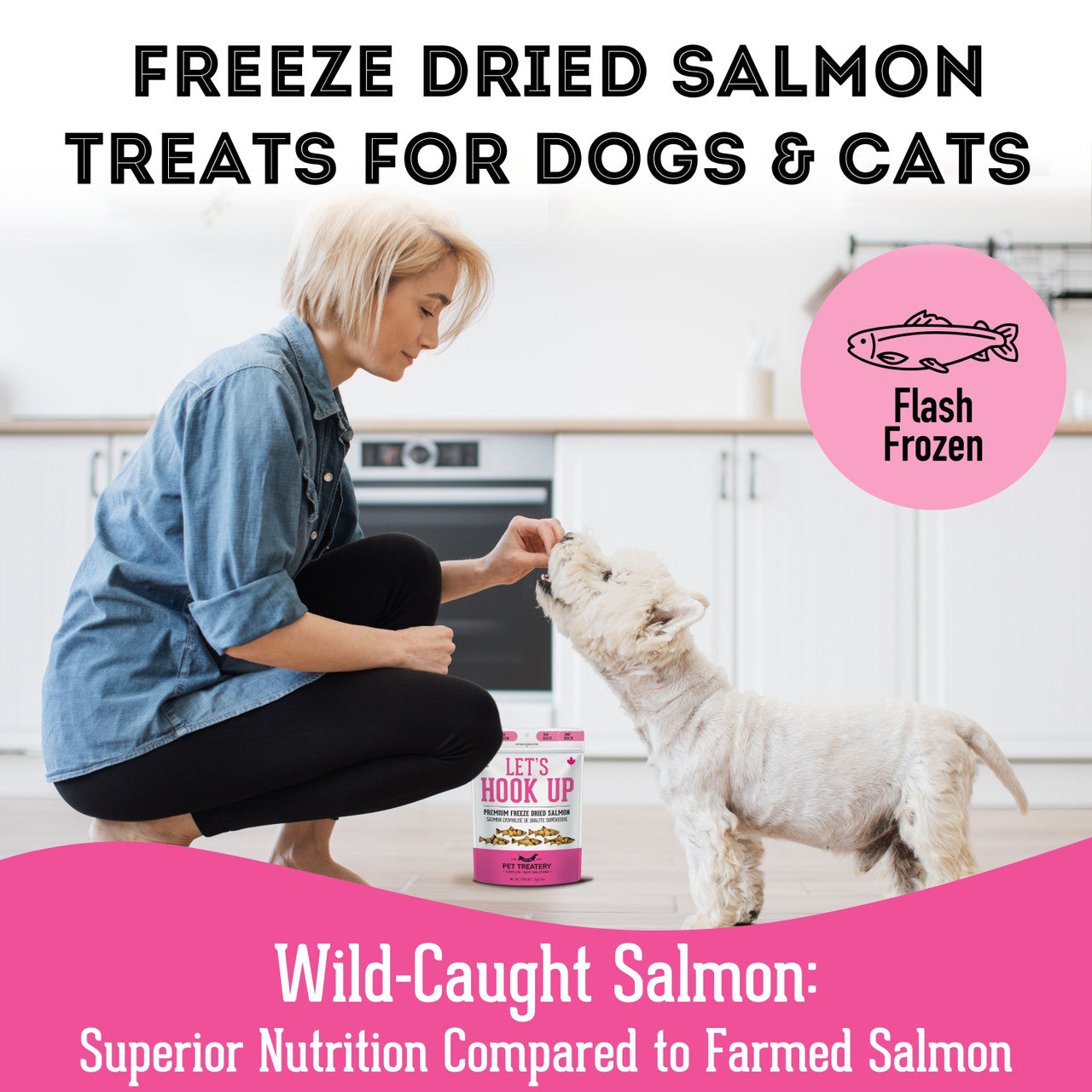 Granville Pet Treatery Let's Hook Up - Premium Freeze Dried Salmon Treat For Dogs & Cats 50g