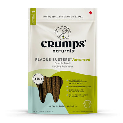 Crumps' Naturals Plaque Busters Advanced Double Fresh Dental Sticks 7" - 10 Pack - 270g