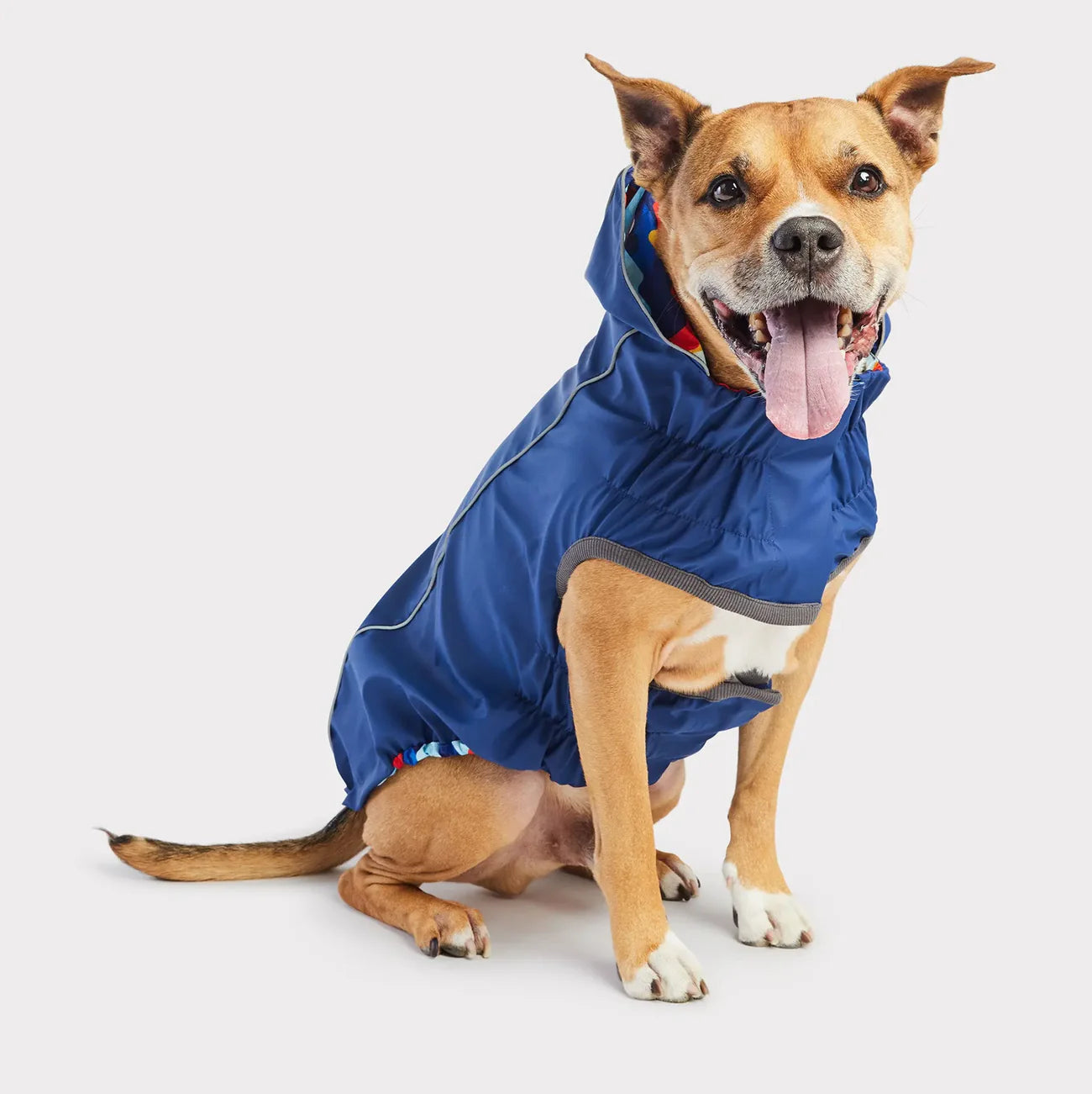 GF Pets Zoom Reversible Dog Raincoat | Navy Retro - Medium