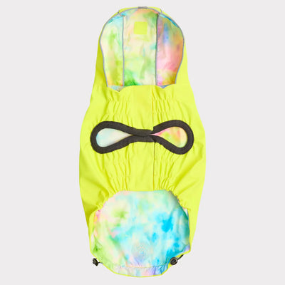 GF Pets Zoom Reversible Dog Raincoat | Neon Yellow and Tie-Dye - Medium