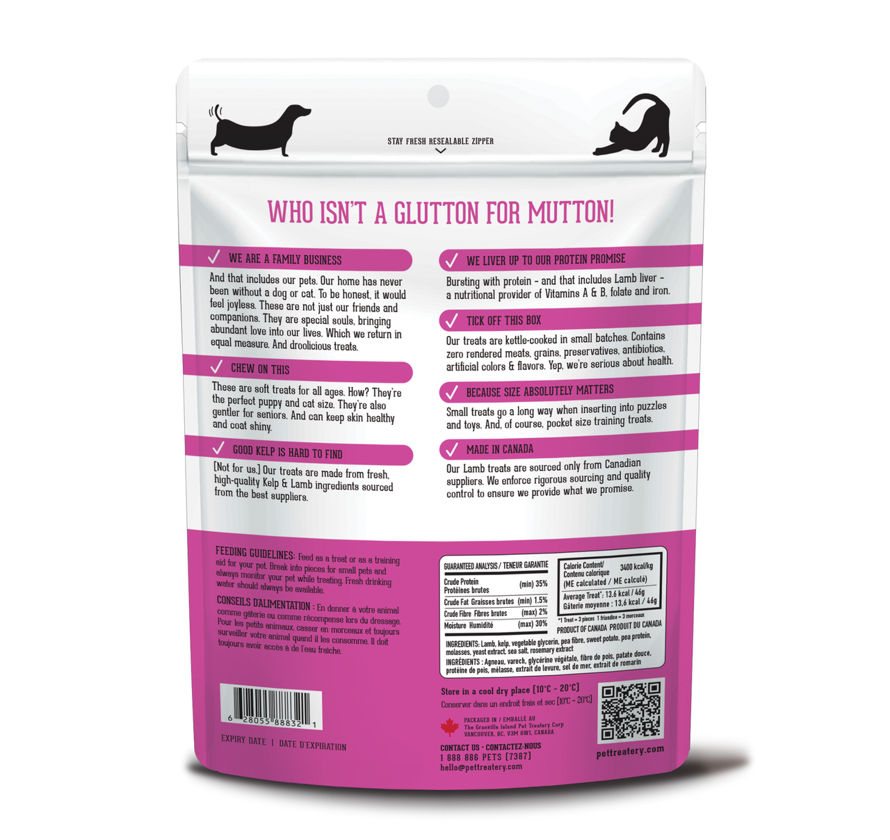 Granville Pet Treatery All Ewe Need Is Lamb - Soft & Chewy Lamb & Kelp Treat For Dogs & Cats 175g