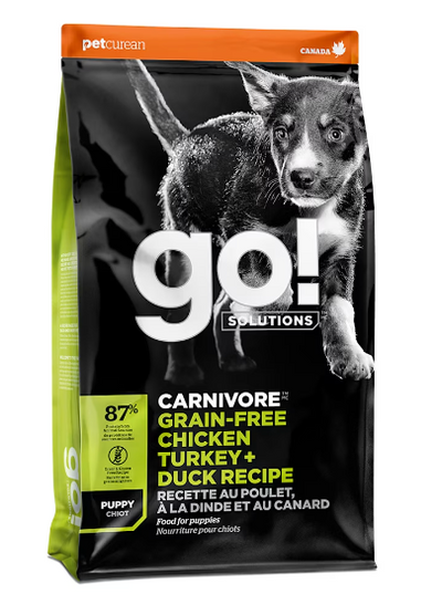 Go! Solutions Carnivore Grain Free Chicken, Turkey & Duck Puppy Recipe 12lb