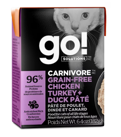 Go! Solutions Carnivore Grain-Free Chicken, Turkey + Duck Pate 182g
