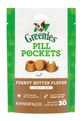 Greenies Pill Pockets Adult Dog Tablet Size Peanut Butter Flavour 90g